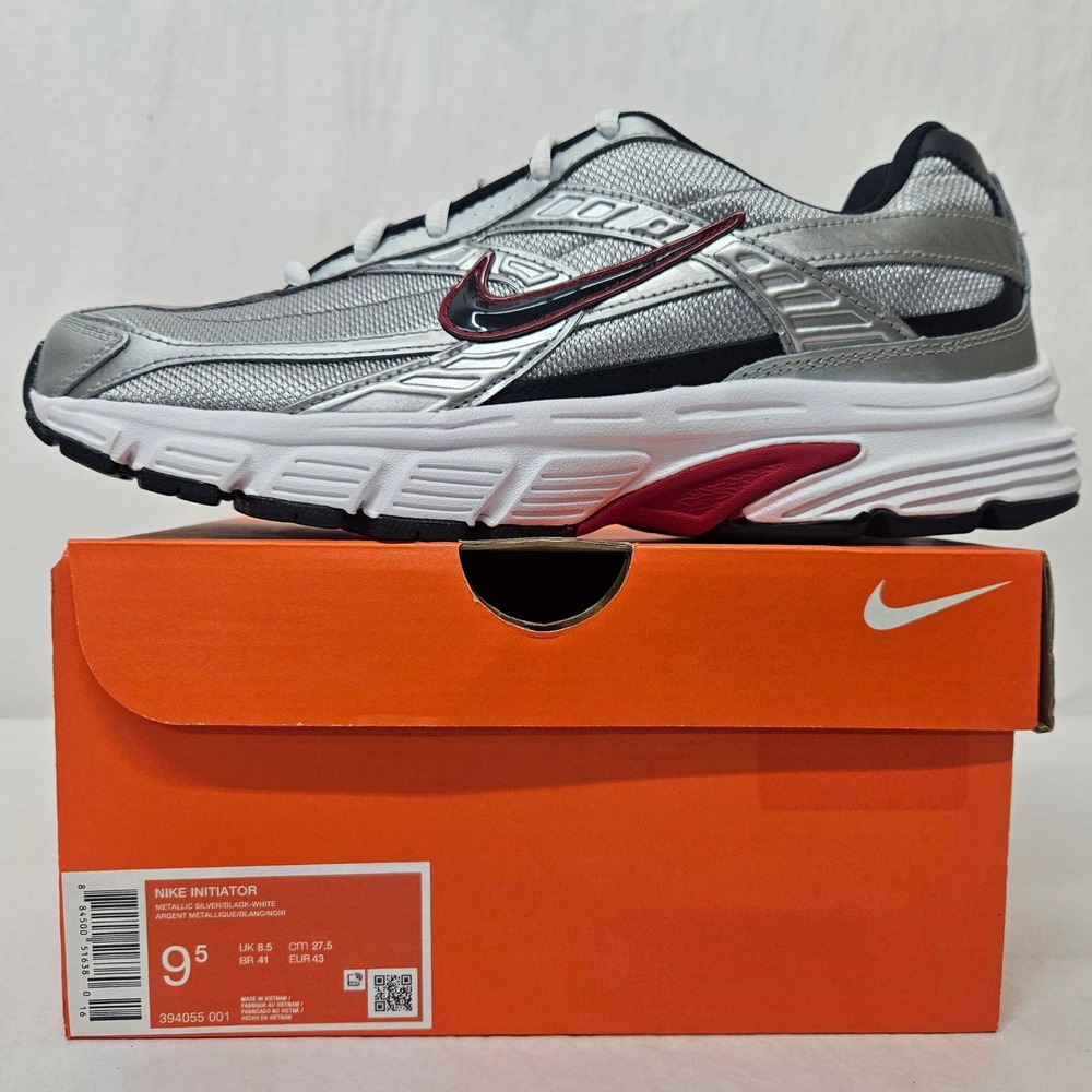 Nike Initiator Running Shoes 394055-001 Metallic Silver Black Red Mens Size 9.5